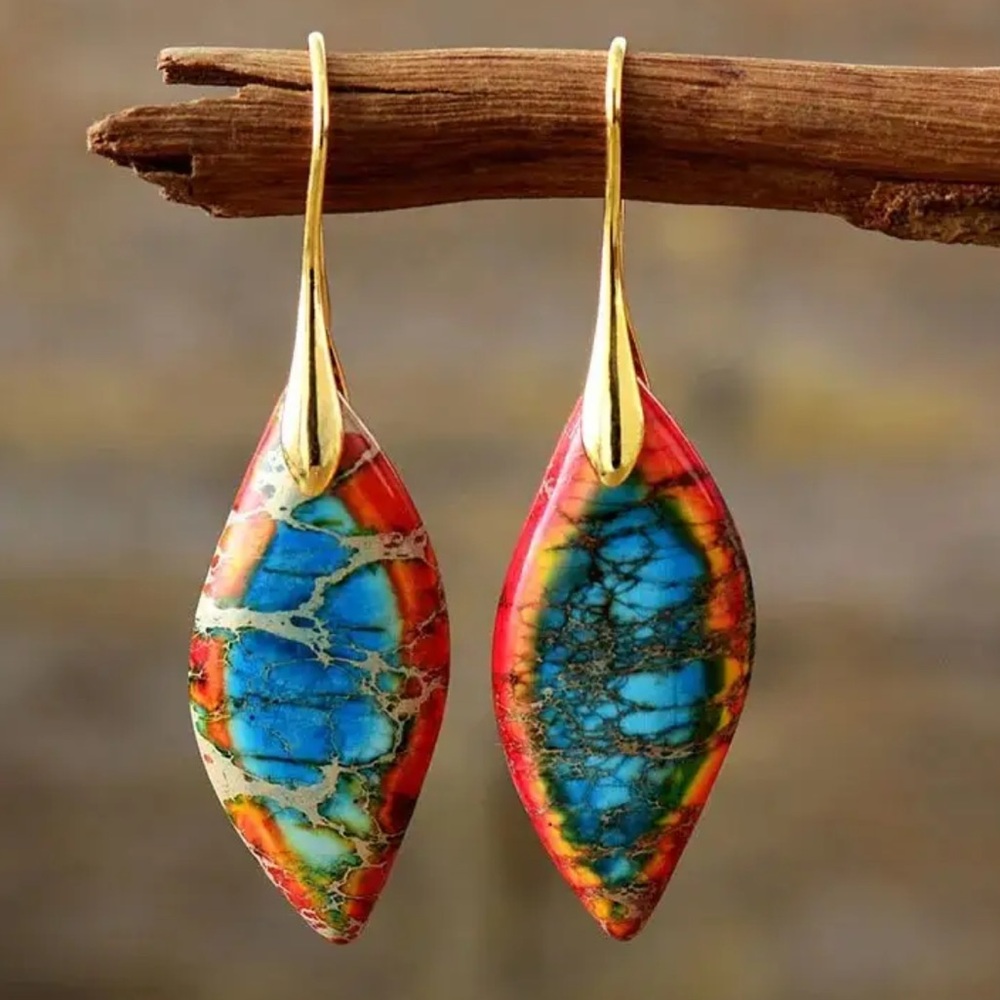 Handmade Polished Lightweight Stone Earrings - Picture 4 of 16